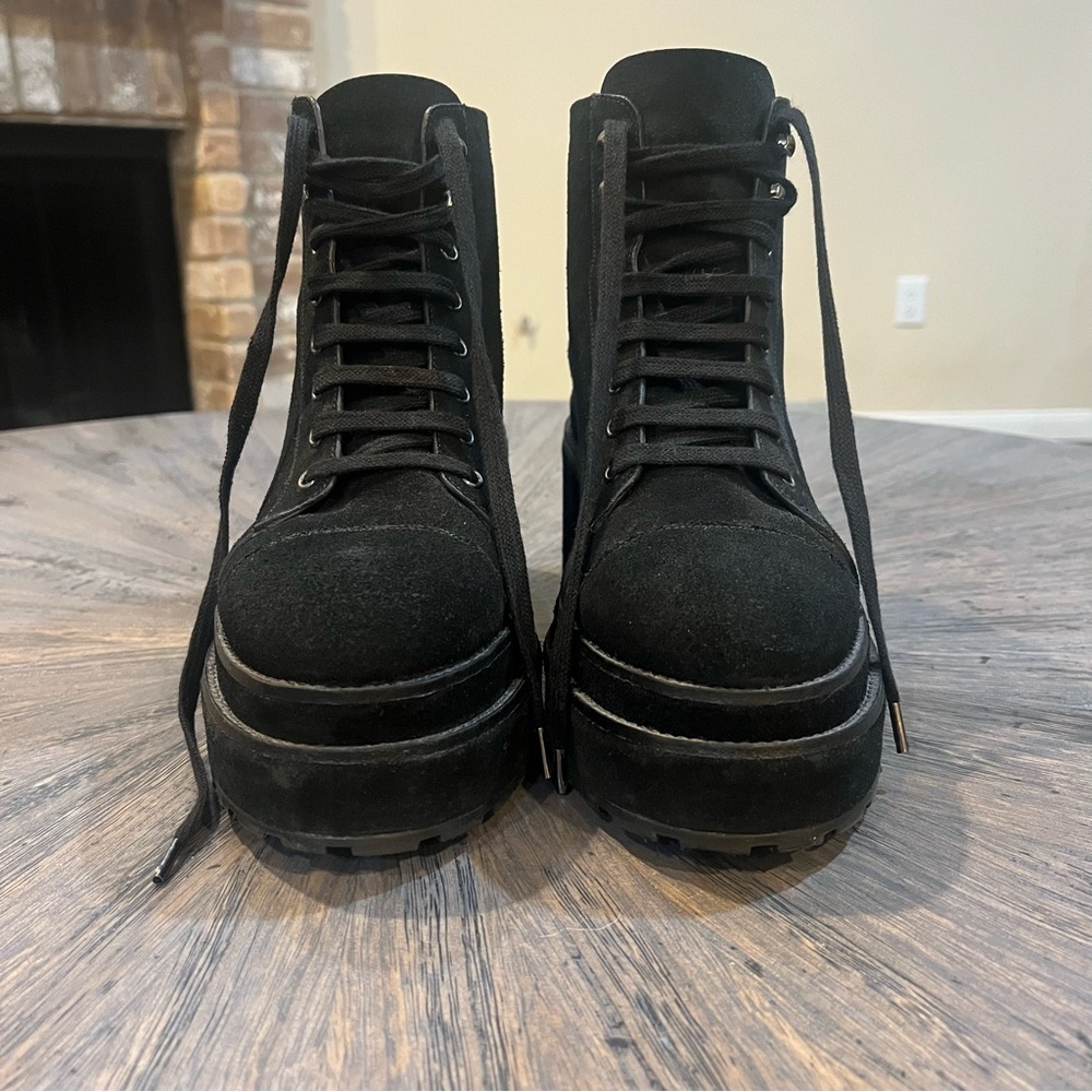 CULT GAIA Bratz Black Suede Platform Lace-Up Boots – Size 38 (US 7–8) - Picture 10 of 16